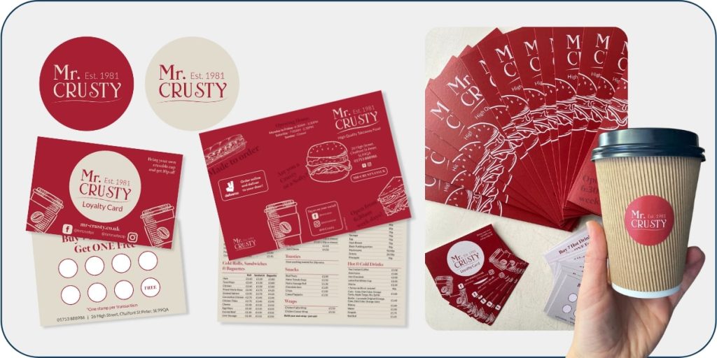 Example of print branding for Mr Crusty