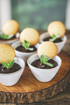 Chocolate Pots with biscuits