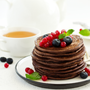Stack of chocolate pancakes